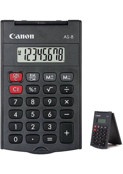 Canon As-8 Siyah 8 Haneli Kapaklı Cep Tipi Hesap Makinesi