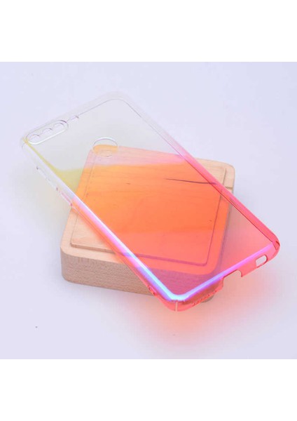 Huawei Y7 2018 Kılıf Parlak Sert Renkli Transparan Kapak