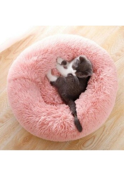 Ponchik Peluş Kedi Köpek Yatağı Pembe Simit Kedi Yatağı