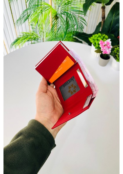 Unisex Mat Kırmızı Deri Otomatik Mekanizmalı Kişiye Özel Kartlık Cüzdan indirimleri