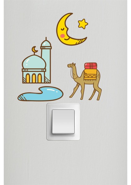 Ramazan Priz Sticker Ramazan Ayı Temalı Cam Duvar Süsleri Hoşgeldin Ramazan Sticker Seti