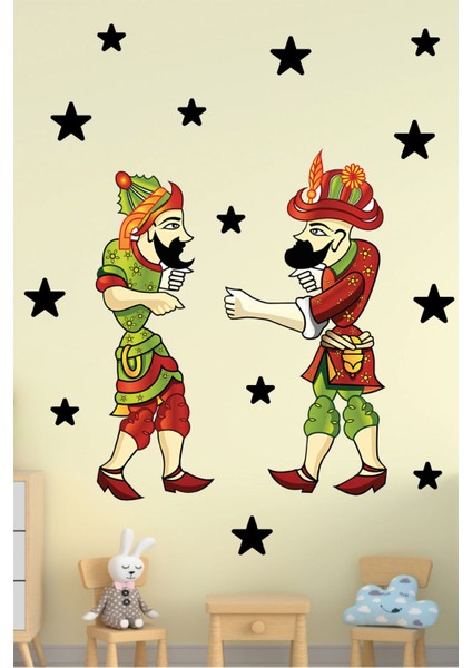 Hacıvat Karagöz Ramazan Ayı Temalı Cam Duvar Süsleri Hoşgeldin Ramazan Sticker Seti
