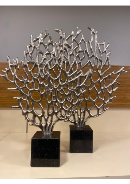 Dekoratif Döküm Pirinç Mermer 2'li Hayat Ağacı Gümüş 47 ve 42 cm fiyatları