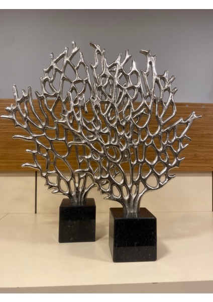 Dekoratif Döküm Pirinç Mermer 2'li Hayat Ağacı Gümüş 47 ve 42 cm fırsatları