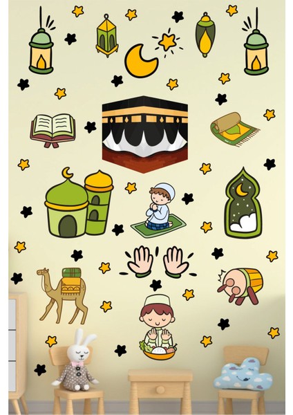 Ramazan Ayı Temalı Cam Duvar Süsleri Hoşgeldin Ramazan Sticker Seti