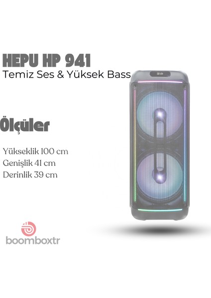Hp 941 Taşınabilir 160 W Rms Bluetooth Parti Hoparlörü 2*15 Inc Woofer High Bass indirimleri