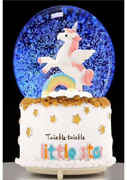 Mega Boy Gökkuşağı Unicorn Kar Küresi Otomatik Kar Püskürtmeli Işıklı Müzikli fırsatları