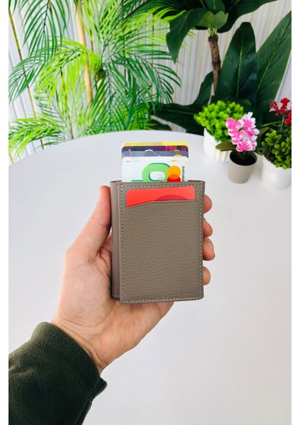 Unisex Mat Vizon Deri Otomatik Mekanizmalı Kişiye Özel Kartlık Cüzdan fırsatları