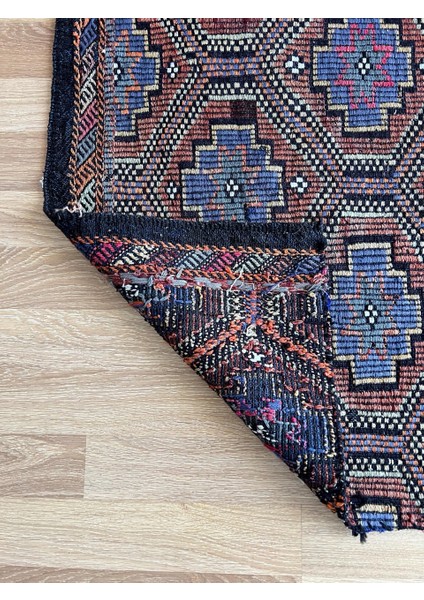 101 x 140 cm Küçük Mavi ve Siyah Kilim, El Dokuma Vintage Kilim, Yumuşak Bohem Stili Kilim, Ev Hediyesi indirimleri
