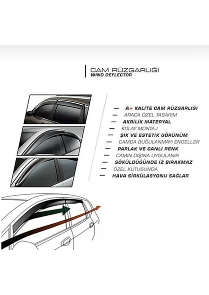 Ford Connect 2002-2015 Sport Style Cam Rüzgarlığı Takımı (4ADET)