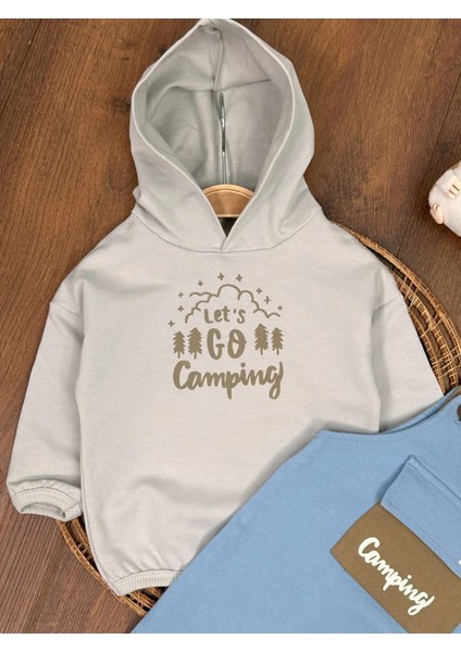 Bebe Mavisi Pamuklu Kapüşonlu Slopet Erkek Bebek Takım