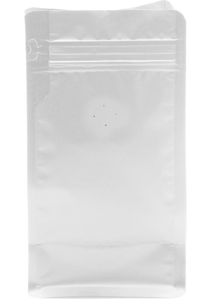 Valfli Flat Bottom Düz Tabanlı Mat Beyaz Önden Kilitli Ambalaj 11,5 x 21,5 + 4 cm. 250 gr. - 100 Adet