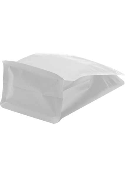 Valfli Flat Bottom Düz Tabanlı Mat Beyaz Önden Kilitli Ambalaj 11,5 x 21,5 + 4 cm. 250 gr. - 100 Adet