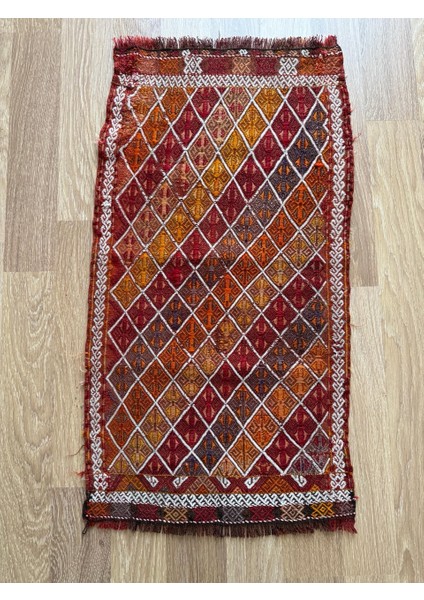 47 x 88 cm Küçük Geometrik Türk Kilim Halısı, El Dokuma Vintage Kilim, Harika Renkli Kilim, Bohem Ev Dekoru