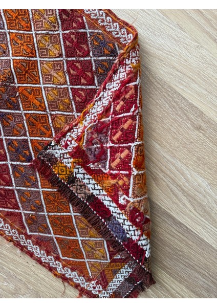 47 x 88 cm Küçük Geometrik Türk Kilim Halısı, El Dokuma Vintage Kilim, Harika Renkli Kilim, Bohem Ev Dekoru fırsatları
