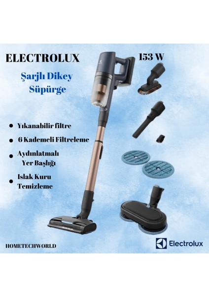 Şarjlı Islak Kuru Dikey Süpürge Mavi