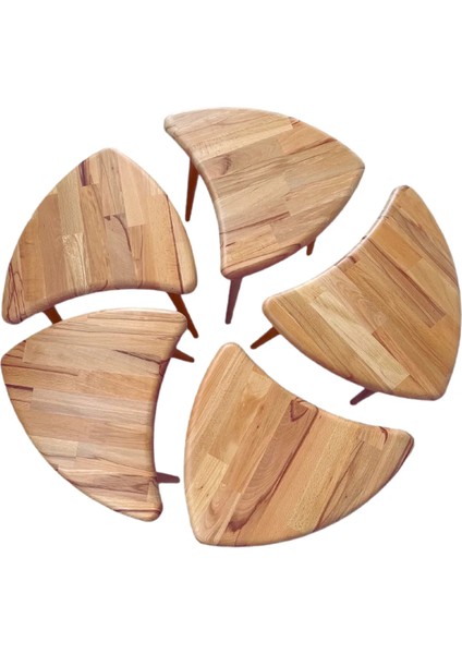 Lotus Orta ve Zigon Sehpa Seti Doğal Ahşap