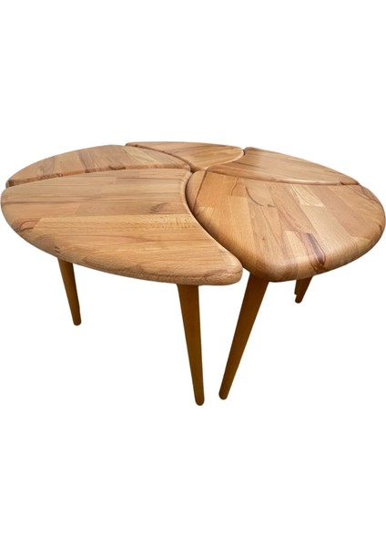 Lotus Orta ve Zigon Sehpa Seti Doğal Ahşap modelleri