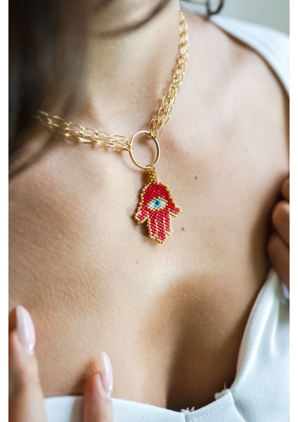 925 Ayar Gümüş Altın Kaplama Fatma'nın Eli Kolye fiyatları