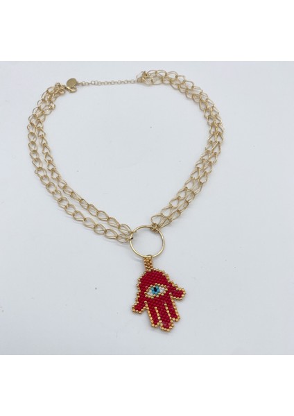 925 Ayar Gümüş Altın Kaplama Fatma'nın Eli Kolye fırsatları