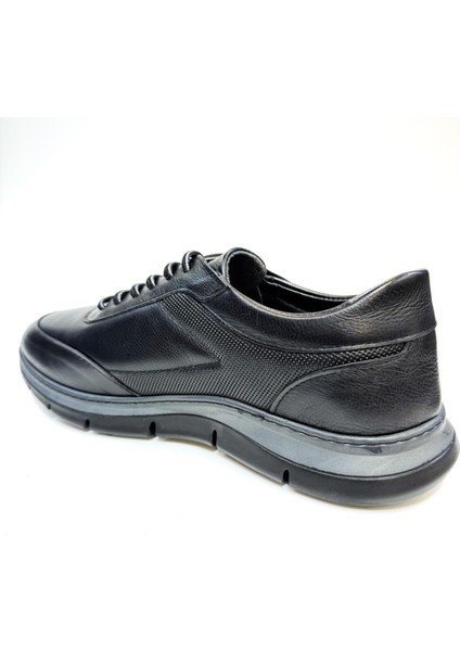 Büyük Numara Siyah Deri Comfort Soft Deri Casual