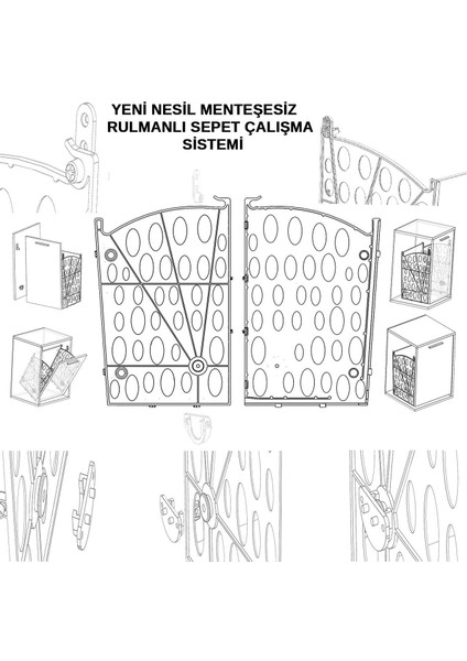 YENİ NESİL MENTEŞESİZ ÇAMAŞIR SEPETİ MEKANİZMASI - BEYAZ