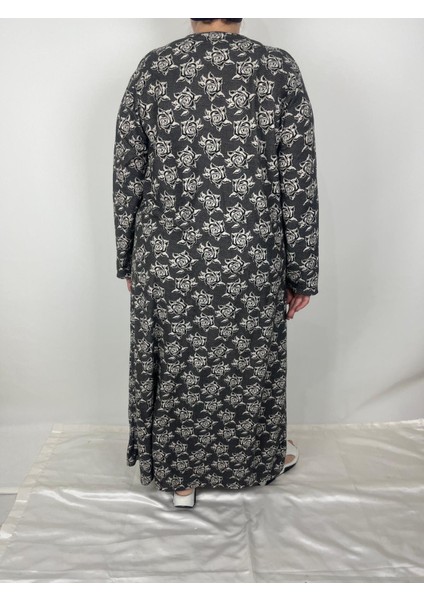 Kadın Siyah Bej Desenli Bisiklet Yaka Desenli Uzun Kollu Süet Mevsimlik Anne Elbise modelleri