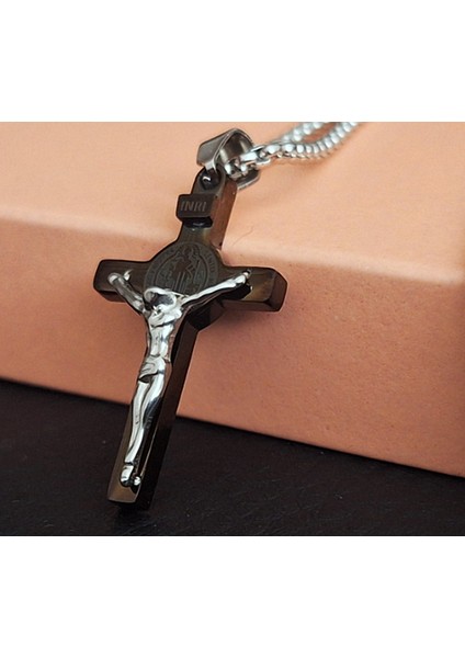 Voyageaccessory Gümüş Renk Paslanmaz Çelik Minimal Boy Haç Kolye