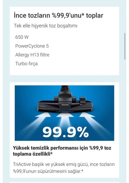 Turbo Başlıklı Yüksek Performanslı Torbasız Elektrikli Süpürge, Kompakt Tasarım, Hepa Filtreli, Onerous Lambader Hediye