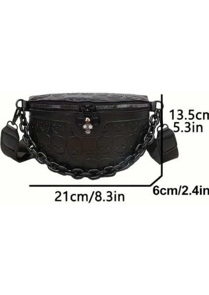 Kuru Kafalı Zincir Detaylı Bel ve Göğüs Çantası modelleri