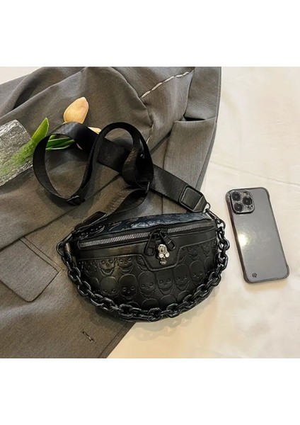 Kuru Kafalı Zincir Detaylı Bel ve Göğüs Çantası fırsatları