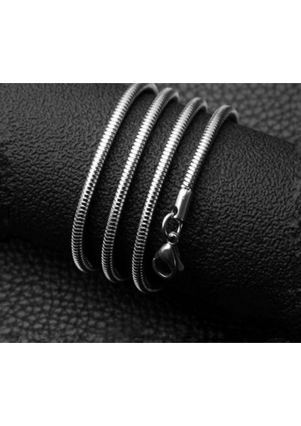 Voyageaccessory 3 mm -60 cm Pslanmaz Kararmaz Çelik Yuvarlak Kesim Erkek Yılan Zincir Kolye fiyatları