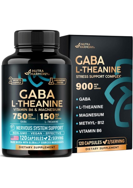 Nutraharmony Gaba L-Theanine 900 Mg Vegan - 120 Capsul