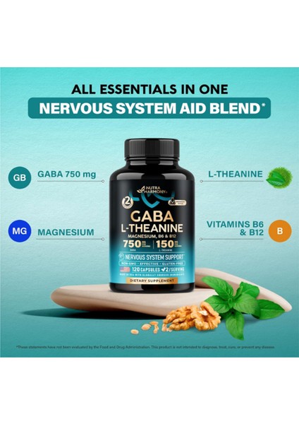 Nutraharmony Gaba L-Theanine 900 Mg Vegan - 120 Capsul indirimleri