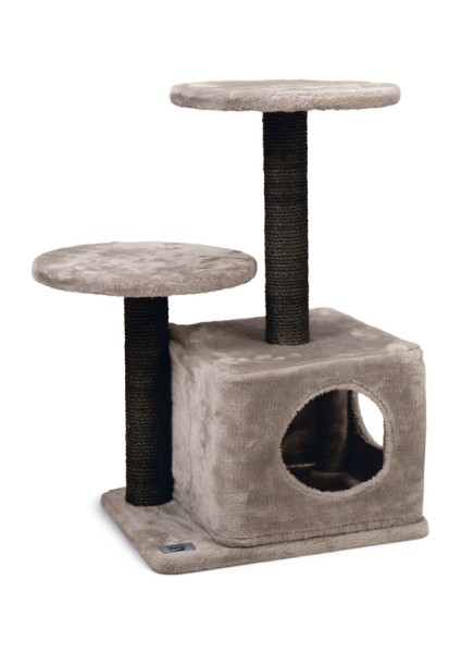 Katlı Kedi Evi ve Tırmala Tahtası Gri (45x35x70 cm)