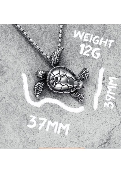 Voyageaccessory Paslanmaz Çelik Sevimli Caretta Caretta Kaplumbağa Kolye / 60 cm Zincirli modelleri
