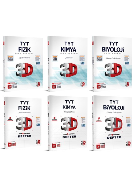 2024 Tyt Fizik / Kimya / Biyoloji Video Destekli Defter / Soru Seti 6 Kitap