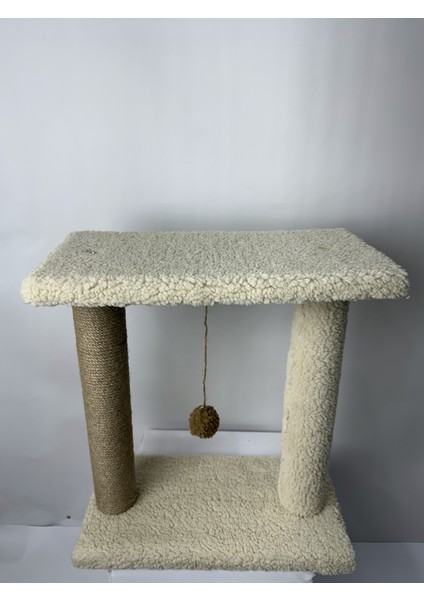 Peluş Dokulu 44 cm Kedi Tırmalama Tahtası | Oturaklı ve Yatma Yüzeyli, Ponponlu Oyun Alanı, Yumuşak Doku ve Tırmalamaya Dayanıklı Tasarım | Soft ve Sevilen Renk Seçenekleriyle