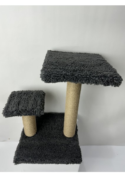2 Kademeli Peluş Kedi Tırmalama Tahtası | 44 cm Yükseklik, Egzersiz ve Oyun Alanı, Yumuşak Dokulu, Soft Renkli Modern Tasarım Gri Renk modelleri