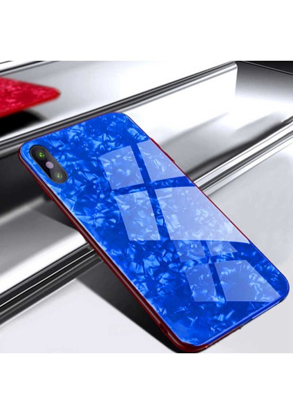 Apple iPhone x / Xs Kılıf Renkli Mermer Desenli Marbel Cam Silikon Kapak