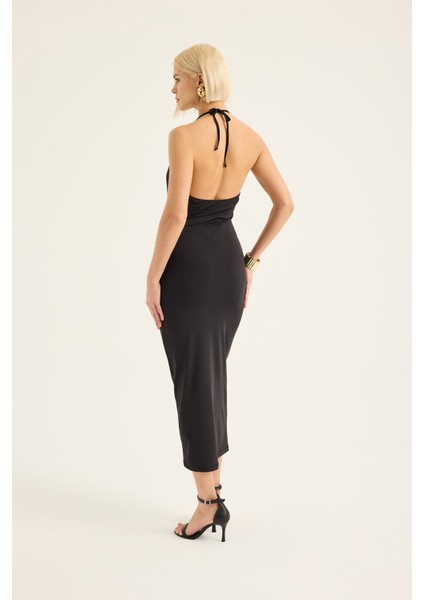 Boyundan Bağlamalı Uzun Elbise modelleri