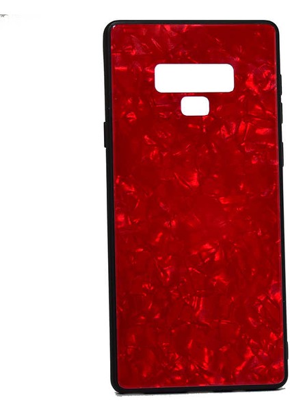 Galaxy Note 9 Kılıf Renkli Mermer Desenli Marbel Cam Silikon Kapak