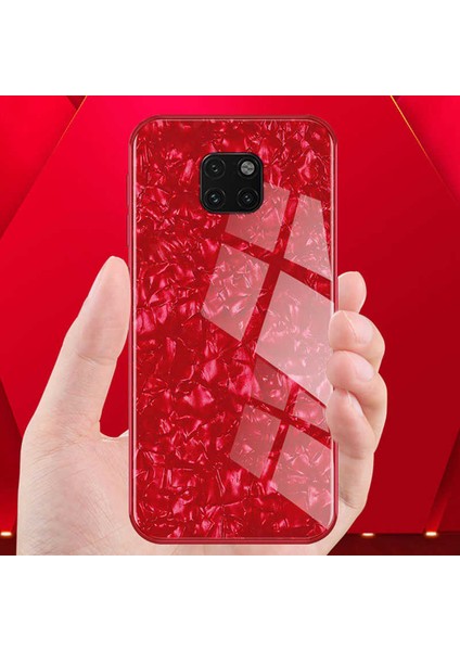 Huawei Mate 20 Pro Kılıf Renkli Mermer Desenli Marbel Cam Silikon Kapak modelleri