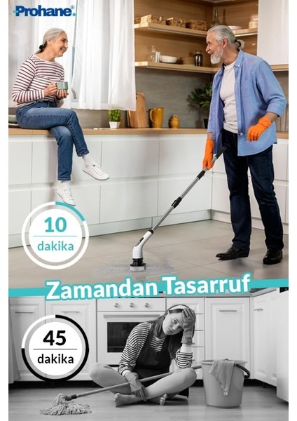 Elektrikli Temizlik Fırçası, Şarjlı Temizlik Fırçası 7 Adet Farklı Başlık Ile, Mutfak ve Banyolarda Birçok Temizlik Görevi Için, Küvet, Duş, Fayans ve Zemin Için Temizlik Malzemeleri