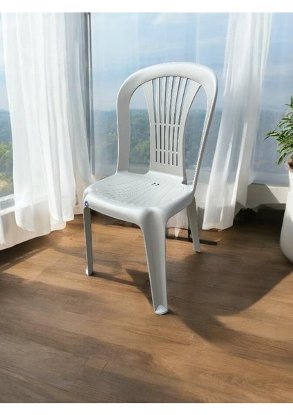 4 Adet Kolsuz Plastik Sandalye Bahçe Balkon ve Mutfak Sandalyesi