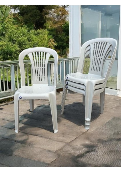 4 Adet Kolsuz Plastik Sandalye Bahçe Balkon ve Mutfak Sandalyesi
