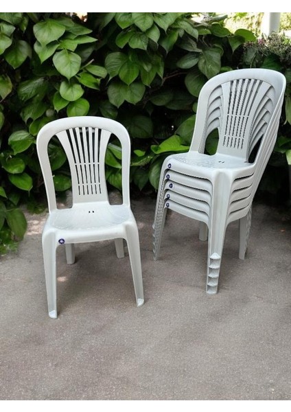 6 Adet Kolsuz Plastik Sandalye Bahçe Balkon ve Mutfak Sandalyesi