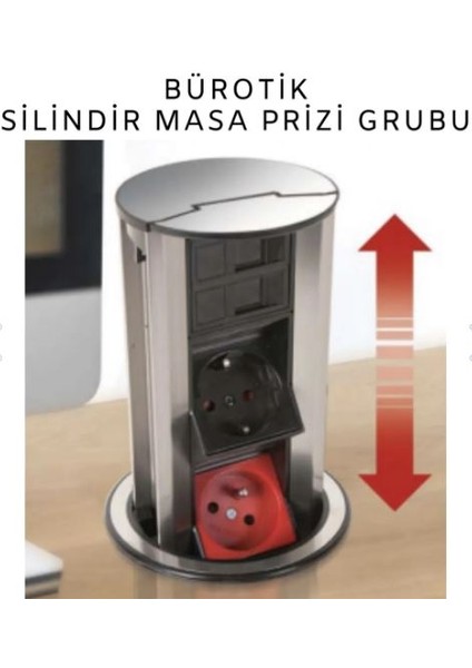 Bürotik Blok Priz Sistemleri- 1 Şebeke Priz, 1 Ups Priz, 2 Data