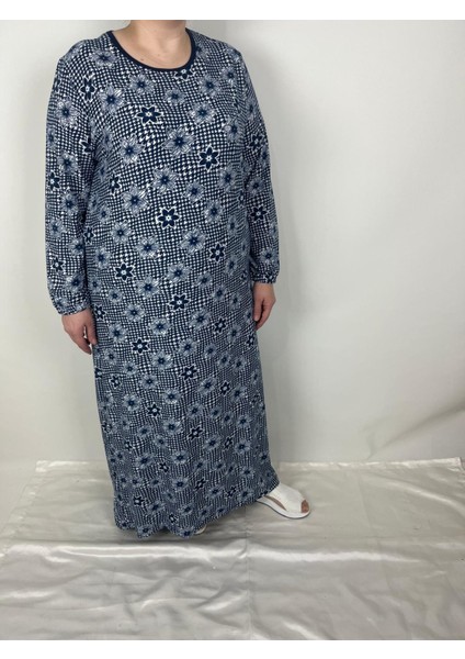 Kadın Lacivert Beyaz Bisiklet Yaka Uzun Kollu Kol Bilekleri Lastikli Süet Mevsimlik Anne Elbise fiyatları