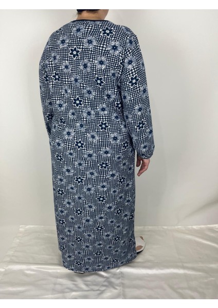 Kadın Lacivert Beyaz Bisiklet Yaka Uzun Kollu Kol Bilekleri Lastikli Süet Mevsimlik Anne Elbise modelleri